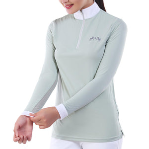 Equine Couture Ladies IceFill Sun Shirt-Aqua Grey-M
