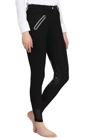 TuffRider Tiffany Ribbed Breech With Silicone Knee Patch - Black - 34
