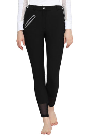 TuffRider Tiffany Ribbed Breech With Silicone Knee Patch - Black - 34