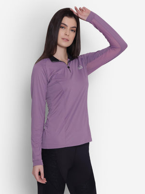 Lettia EquiFine Ladies Long Sleeve Sun Shirt- Aubergine- X-Small