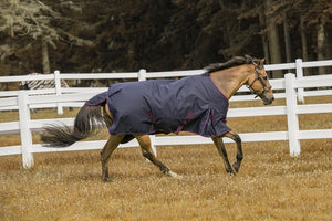 TuffRider 600 D  Comfy Winter Ripstop Turnout Blanket Medium Weight 200 GSM Standard Neck - Navy - 84