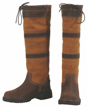 TuffRider Children's Lexington Waterproof Tall Country Boots - Chocolate/Fawn - 3