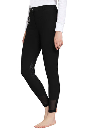 TuffRider Tiffany Ribbed Breech With Silicone Knee Patch - Black - 34