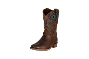 TuffRider Toddler's Rushmore Square Toe Western Boot- Brown- 5T