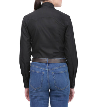 TuffRider Ladies Abilene Western Shirt- Black- Large