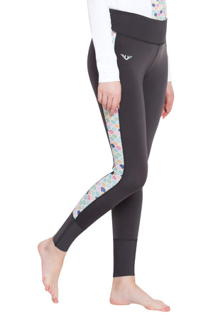 TuffRider Ladies Iris EquiCool Riding Tights - Charcoal/Print - Large