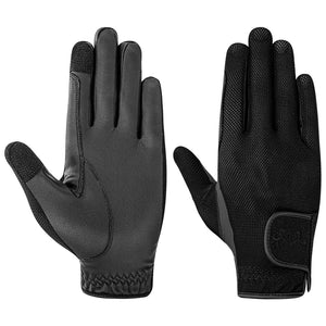 Equine Couture Aerocool Pull-On Touch Screen Riding Gloves-Black-XL