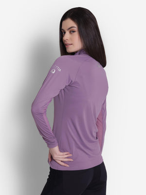 Lettia EquiFine Ladies Long Sleeve Sun Shirt- Aubergine- X-Small
