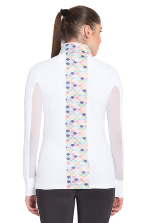 TuffRider Ladies Iris EquiCool Riding Sport Shirt - White/Print - X-Small