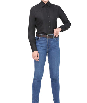 TuffRider Ladies Abilene Western Shirt- Black- Large