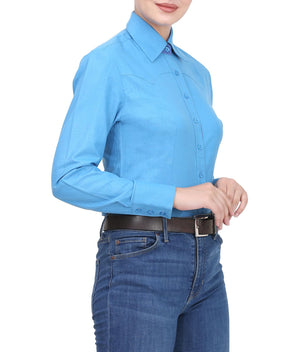 TuffRider Ladies Abilene Western Shirt- Turquoise- Medium