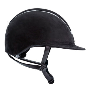 Tipperary Windsor with MIPS Wide Brim - Black UltraSuede Shell w/ Chrome Trim and Black UltraSuede Top- Medium