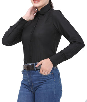 TuffRider Ladies Abilene Western Shirt- Black- Large