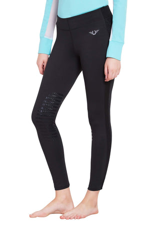 TuffRider Ladies Ventilated Schooling Tights - Black w/ Black - M