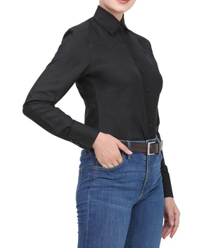 TuffRider Ladies Abilene Western Shirt- Black- Large