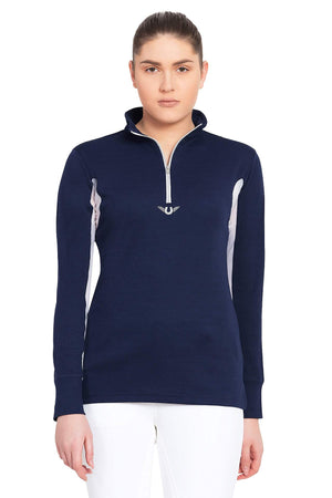 TuffRider Ladies Long Sleeve Ventilated Technical Sport Shirt – UV Protection- Quick-Dry- Mesh Undersleeves - Navy - XXX-Large
