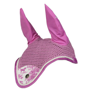 Dapplebay Equestrian Toile Fly Veil-Rose/White-Oversize