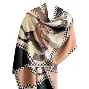 AWST Int'l Horses in Blankets Acrylic Cashmere Scarf - The Carousel Horse 