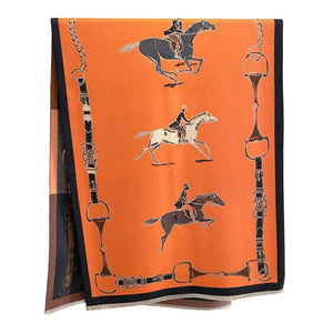 AWST Int'l Hunter Horses Acrylic Cashmere Scarf - The Carousel Horse 