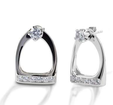 AWST International Sterling Silver & CZ Stirrup Earrings