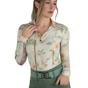Dapplebay Vintage Floral 1/4 Zip LS Riding Top