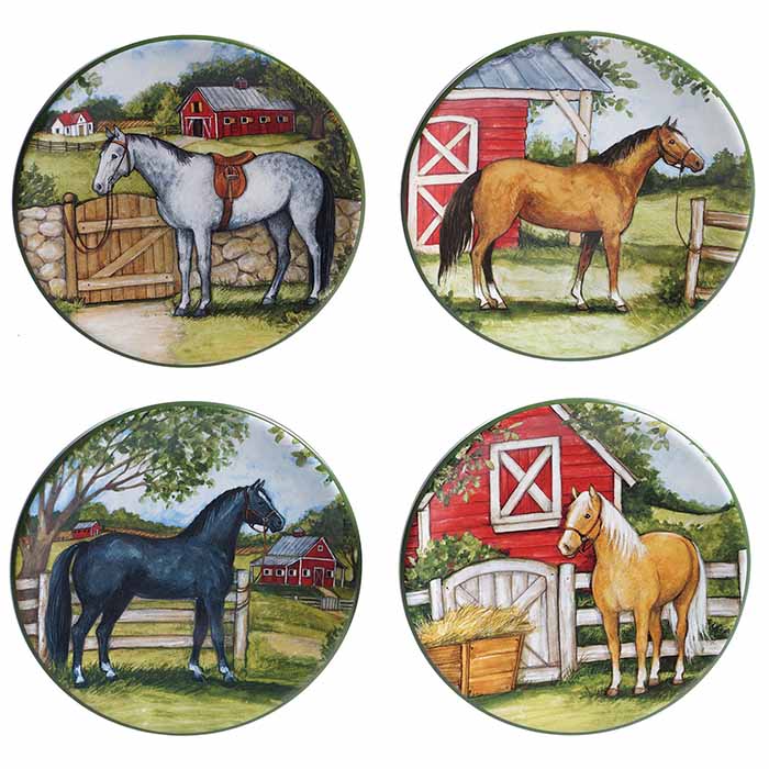 Clover Farm Summer Horses 6" Small Plates - Set of 4