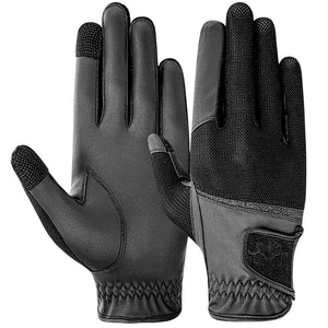 Equine Couture Aerocool Touch Screen Riding Gloves with Glitter-Black-S