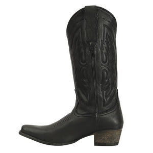 TuffRider Women Cowtown Mid Height Embroidered Leather Snip Toe Western Boots-Black-10