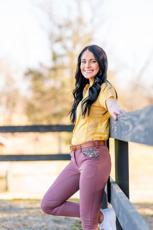 EcoRider by Equine Couture Ella Short Sleeve Sport Shirt- Marigold- M