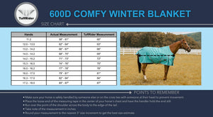 TuffRider 600 D  Comfy Winter Ripstop Turnout Blanket Medium Weight 200 GSM Standard Neck - Hunter - 84