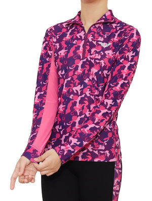 TuffRider Children's  Camo Print Sport Shirt- Purple- X-Small