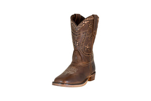 TuffRider Toddler's Rocky Mountain Square Toe Western Boot- Brown- 6T
