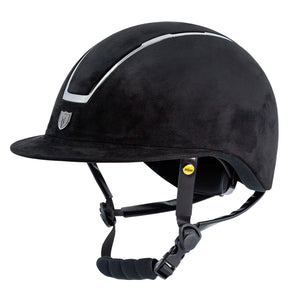 Tipperary Windsor with MIPS Wide Brim - Black UltraSuede Shell w/ Chrome Trim and Black UltraSuede Top- Medium