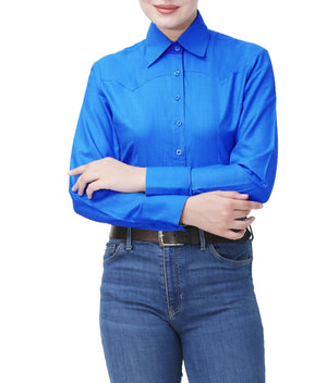 TuffRider Ladies Abilene Western Shirt- Sapphire- Medium