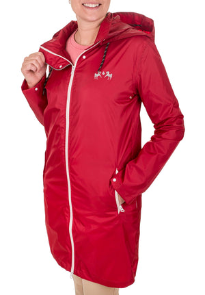 Equine Couture Ladies Downpour Rain Jacket- Red- XS