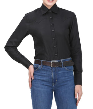 TuffRider Ladies Abilene Western Shirt- Black- Large