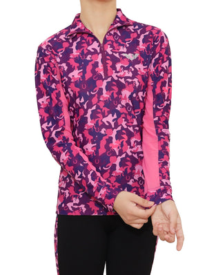 TuffRider Children's  Camo Print Sport Shirt- Purple- X-Small