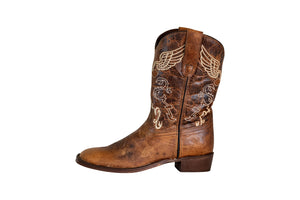 TuffRider Children's Sequoia Square Toe Western Boot- Brown- 1C