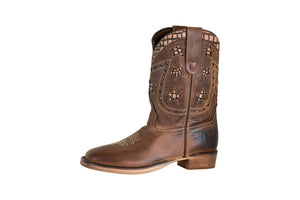 TuffRider Toddler's Rocky Mountain Square Toe Western Boot- Brown- 6T
