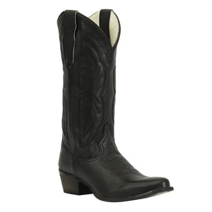 TuffRider Women Cowtown Mid Height Embroidered Leather Snip Toe Western Boots-Black-10