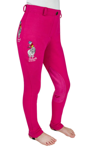 TuffRider Children's Thelwell Sweep Embroidered Pull-On Knee Patch Jods - Hot Pink - 10