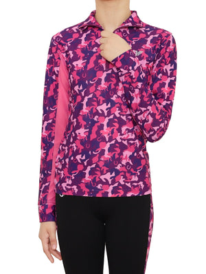 TuffRider Children's  Camo Print Sport Shirt- Purple- X-Small