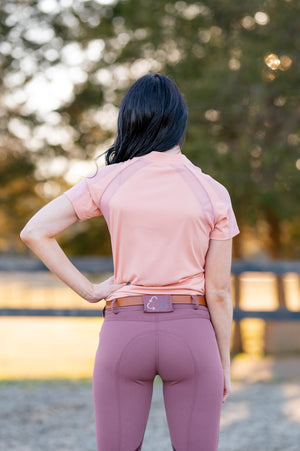 EcoRider by Equine Couture Ella Short Sleeve Sport Shirt- Pink Sand- M