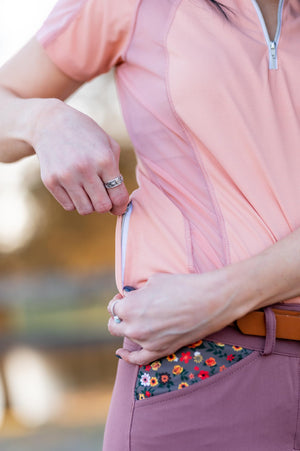 EcoRider by Equine Couture Ella Short Sleeve Sport Shirt- Pink Sand- M