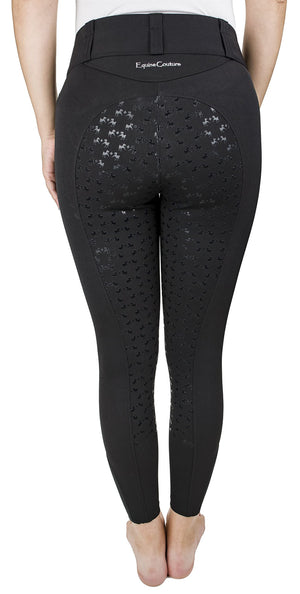 Equine Couture Women Nicole Full Silicone Printed Seat Breeches-Black-34