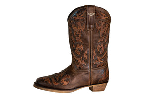 TuffRider Ladies Jackson Square Toe Western Boot- Brown- 9
