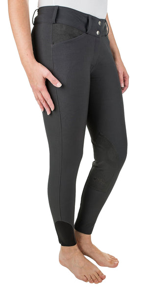 Equine Couture Ladies Coolmax Champion Knee Patch Breeches - Charcoal- 32