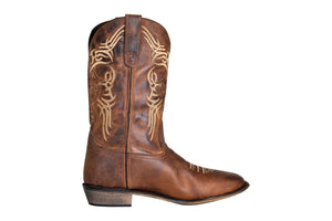 TuffRider Men's Lamar Wide Square Toe Western Boot- Brown- 8