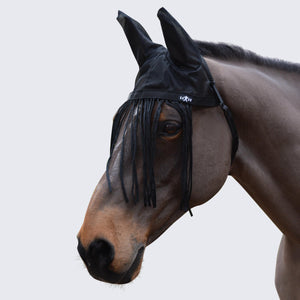 SAXON FLY FRINGE WITH EARS BLACK PONY