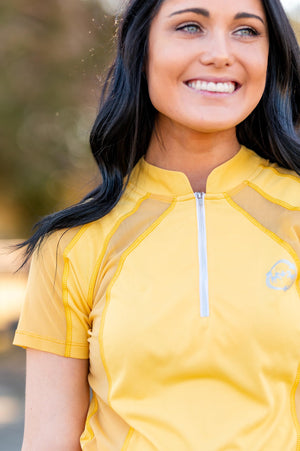EcoRider by Equine Couture Ella Short Sleeve Sport Shirt- Marigold- M